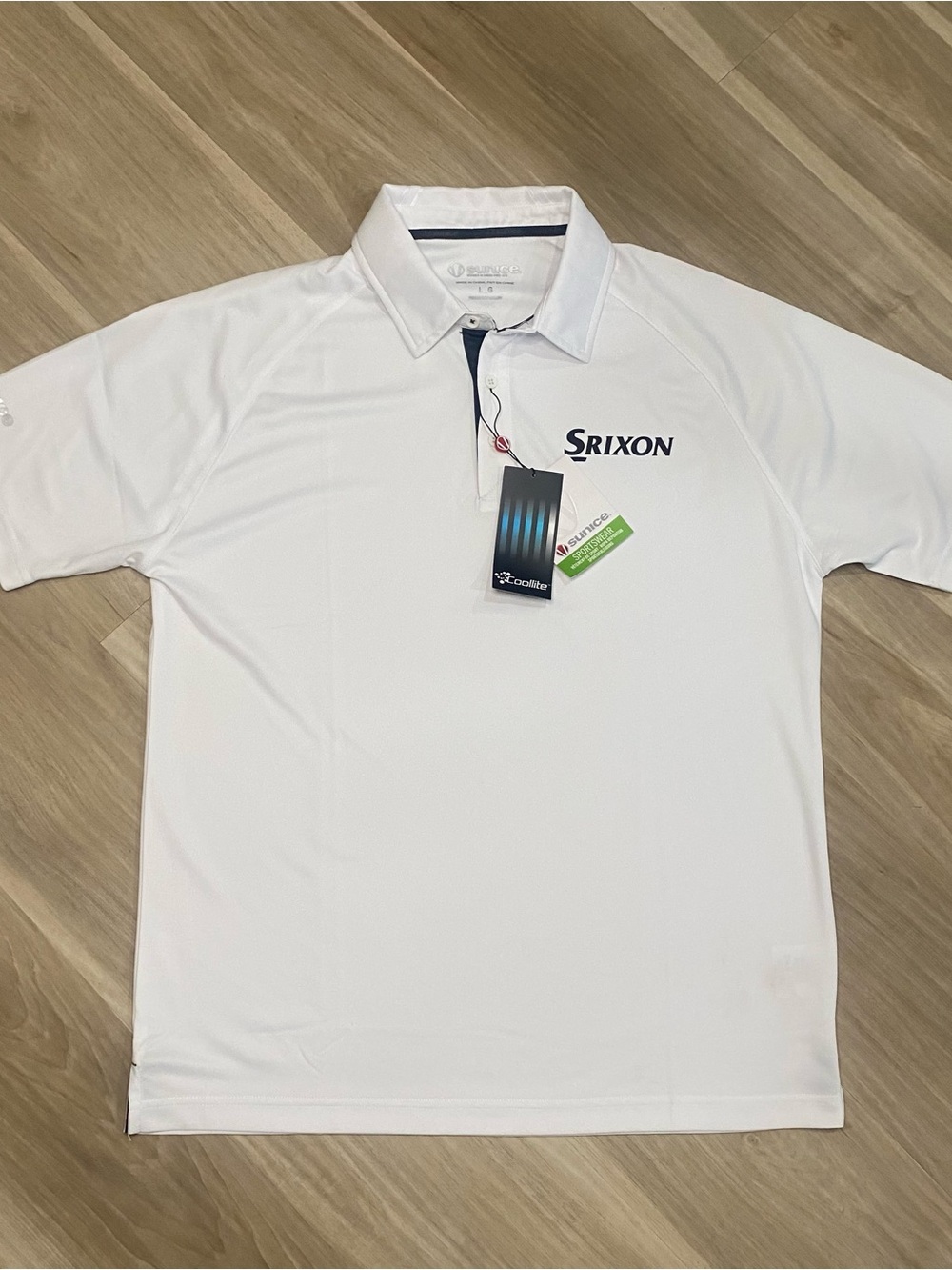 NWT Srixon Sunice White Golf  Polo Summer Shirt Size Large